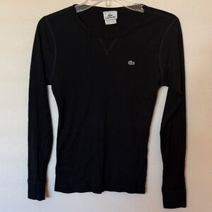 Lacoste Women Black Long Sleeve Crew with Green Crocodile Size36